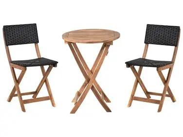 Bistro Set RIVAROTTA Acacia Wood Brown/ Black - Garden & Balcony