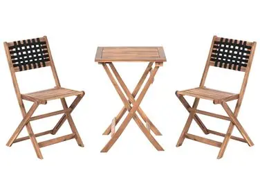 Bistro Set CONIOLO Acacia Wood Brown/ Black - Garden & Balcony