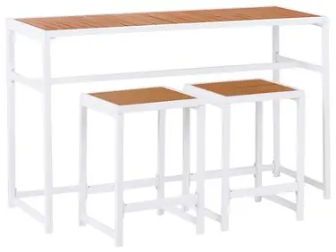 Garden Bar Set 2 Seater AVETRANA Brown/ White Metal - Garden & Balcony