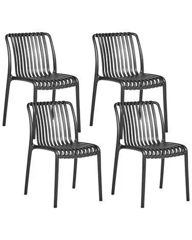 Set of 4 Garden Chairs ARICCIA Black - Garden & Balcony