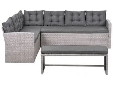 Garden Corner Sofa 8 Seater VITERBO Grey PE Rattan - Garden & Balcony