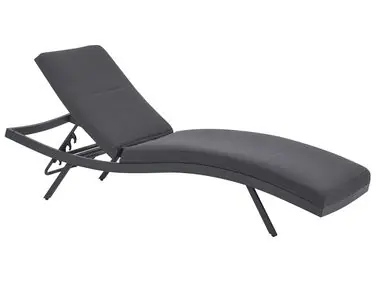 Sun Lounger with Cushion AMELIA Reclining Metal Dark Grey - Garden & Balcony