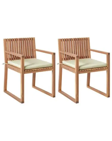 Conjunto de 2 sillas de jardín con cojines SASSARI PREMIUM Madera de acacia certificada Verde claro - Jardín y balcón