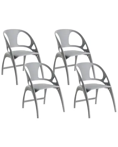 Set of 4 Garden Chairs NEMI Folding Grey - Garden & Balcony