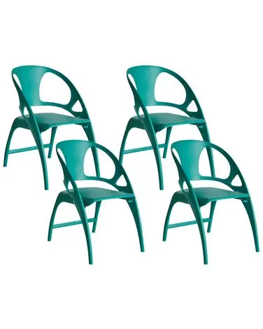 Set of 4 Garden Chairs NEMI Folding Teal - Garden & Balcony