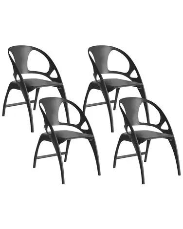 Set of 4 Garden Chairs NEMI Folding Black - Garden & Balcony