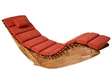 Sun Lounger with Cushion BRESCIA PREMIUM Acacia Wood Red - Garden & Balcony