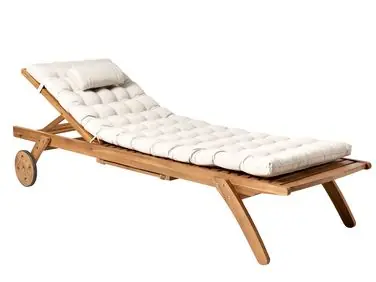 Tumbona con cojín CESANA PREMIUM Madera de acacia Beige claro - Jardín y balcón