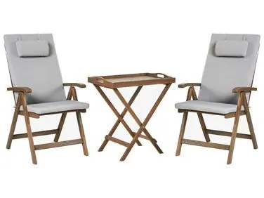 Bistro Set AMANTEA PREMIUM Acacia Wood Light Grey - Garden & Balcony