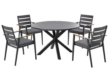 Conjunto de comedor exterior 4 plazas MALETTO/TAVIANO Negro Metal con cojines - Jardín y balcón