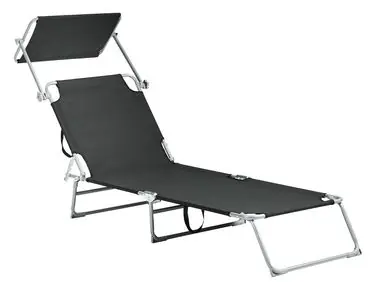 Sun Lounger FOLIGNO Reclining Metal Black - Garden & Balcony