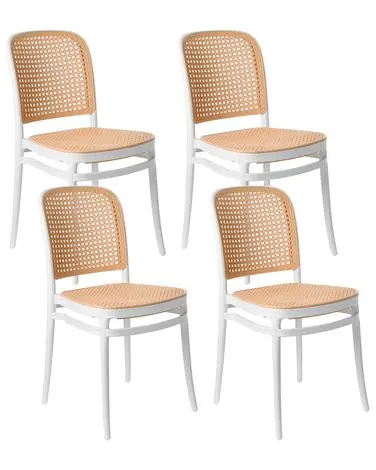 Conjunto de 4 sillas de jardín PLOSE Blanco/Beige - Comedor