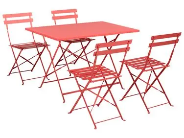 Conjunto de comedor exterior 4 plazas FIORI Rojo Metal - Jardín y balcón