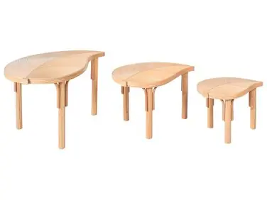 Set of 3 Coffee Tables PARALIA Rattan Natural - Garden & Balcony