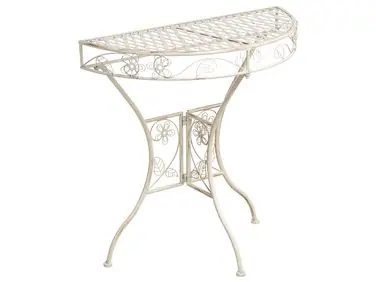 Bistro Table YAVIZA 80 cm 36 cm Metal Light Beige - Garden & Balcony