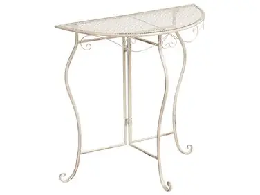 Bistro Table FOLELLI 80 cm 36 cm Metal Light Beige - Garden & Balcony