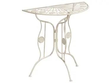 Bistro Table COGGIA 80 cm 37 cm Metal Light Beige - Garden & Balcony