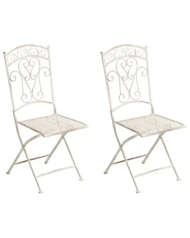 Set of 2 Garden Chairs JUINA Folding Metal Light Beige - Garden & Balcony