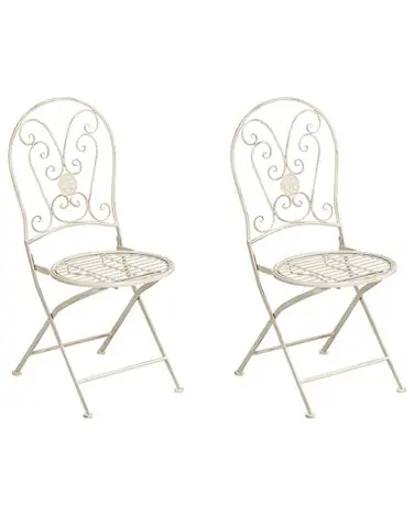 Conjunto de 2 sillas de jardín COGGIA plegable Metal Beige claro - Jardín y balcón