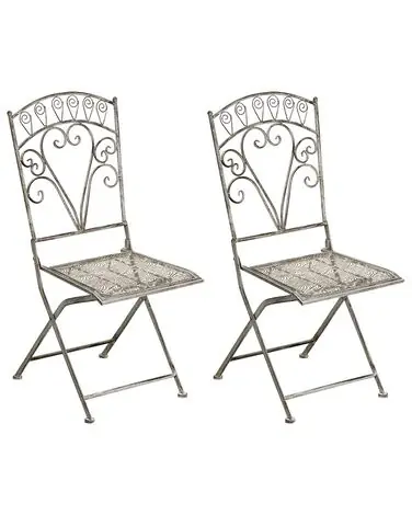 Conjunto de 2 sillas de jardín NURRA plegable Metal Gris - Jardín y balcón