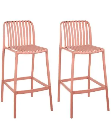 Conjunto de 2 sillas de bar ARICCIA 2 en 1 Material sintético Rojo claro - Jardín y balcón