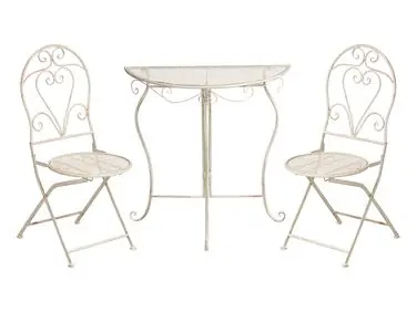 Bistro Set Folding FOLELLI Metal Light Beige - Garden & Balcony