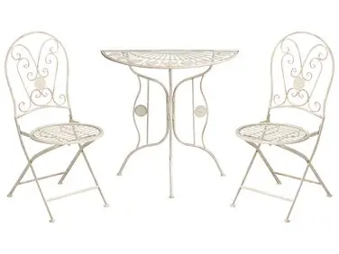 Bistro Set Folding COGGIA Metal Light Beige - Garden & Balcony