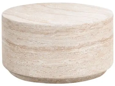 Mesa de centro ASIERIO 70 cm 70 cm Efecto travertino - Jardín y balcón