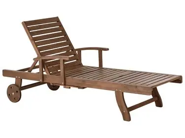 Sun Lounger AMANTEA Reclining Acacia Wood Dark Brown - Garden & Balcony