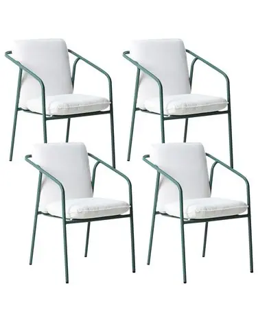 Conjunto de 4 sillas de jardín con cojines ASCIANO Metal Verde - Jardín y balcón