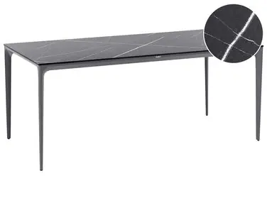 Mesa de jardín SOVARETO 180 cm 90 cm Efecto mármol Mármol negro - Jardín y balcón