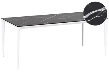 Mesa de jardín SOVARETO 180 cm 90 cm Efecto mármol Mármol negro - Jardín y balcón