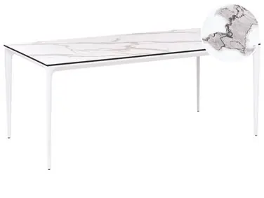 Mesa de jardín SOVARETO 180 cm 90 cm Efecto mármol Mármol blanco - Jardín y balcón