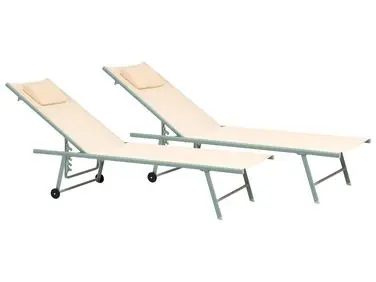Conjunto de 2 tumbonas SORONI Metal Beige - Jardín y balcón