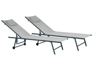 Set of 2 Sun Loungers SORONI Reclining Metal Light Grey - Garden & Balcony
