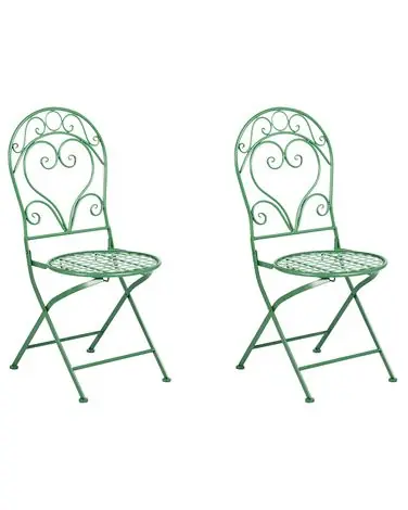 Set of 2 Garden Chairs ALBINIA Metal Green - Garden & Balcony