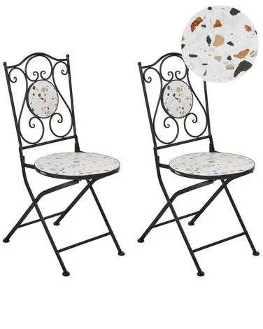 Set of 2 Garden Chairs ARTENA Folding Metal Black - Garden & Balcony