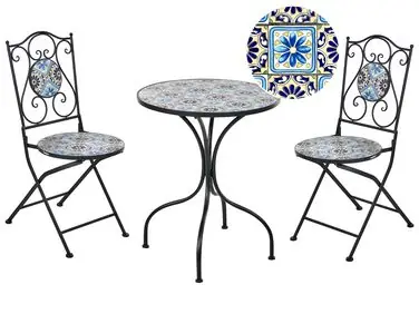 Bistro Set Folding AGGIUS Metal Black - Garden & Balcony