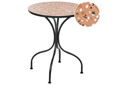 Bistro Table ADRANO 60 cm 60 cm Terrazzo Effect Metal Black - Garden & Balcony