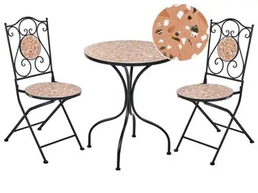 Bistro Set Folding ADRANO Metal Black - Garden & Balcony