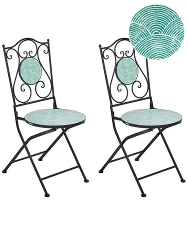 Set of 2 Garden Chairs ANAPO Folding Metal Black - Garden & Balcony