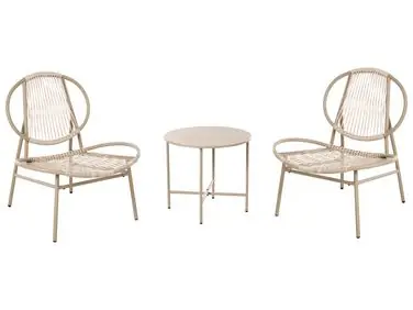 Bistro Set OVARO PE Rattan Beige - Garden & Balcony
