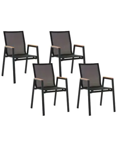 Set of 4 Garden Chairs TIANO Metal Black - Garden & Balcony