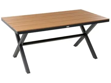 Mesa de jardín TIANO 160 cm 90 cm Metal Negro - Jardín y balcón