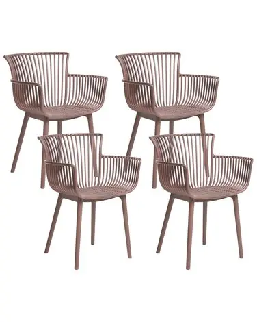 Set of 4 Garden Chairs PESARO Brown - Dining Room