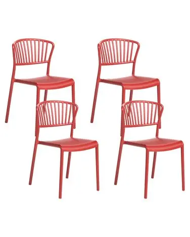 Set of 4 Garden Chairs GELA Red - Dining Room
