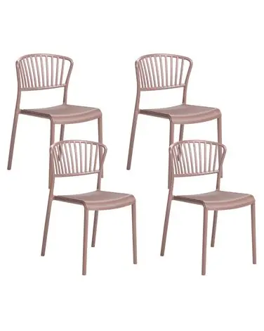 Set of 4 Garden Chairs GELA Brown - Dining Room
