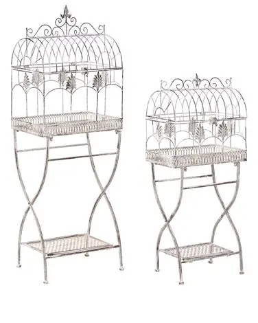 Conjunto de 2 estanterías SICILY Metal 122/90 cm 43/37 cm Gris - Jardín y balcón