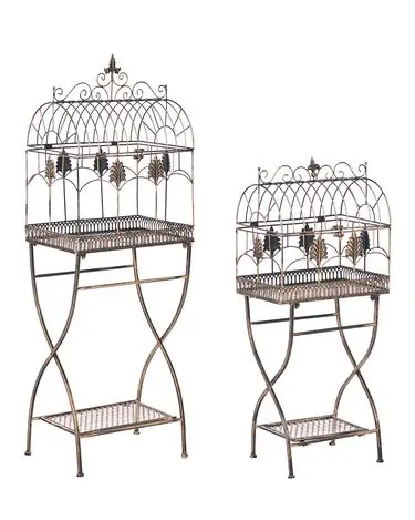 Conjunto de 2 estanterías SICILY Metal 122/90 cm 43/37 cm Negro - Jardín y balcón