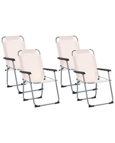 Set of 4 Garden Chairs GALATSI Folding Metal Beige - Garden & Balcony